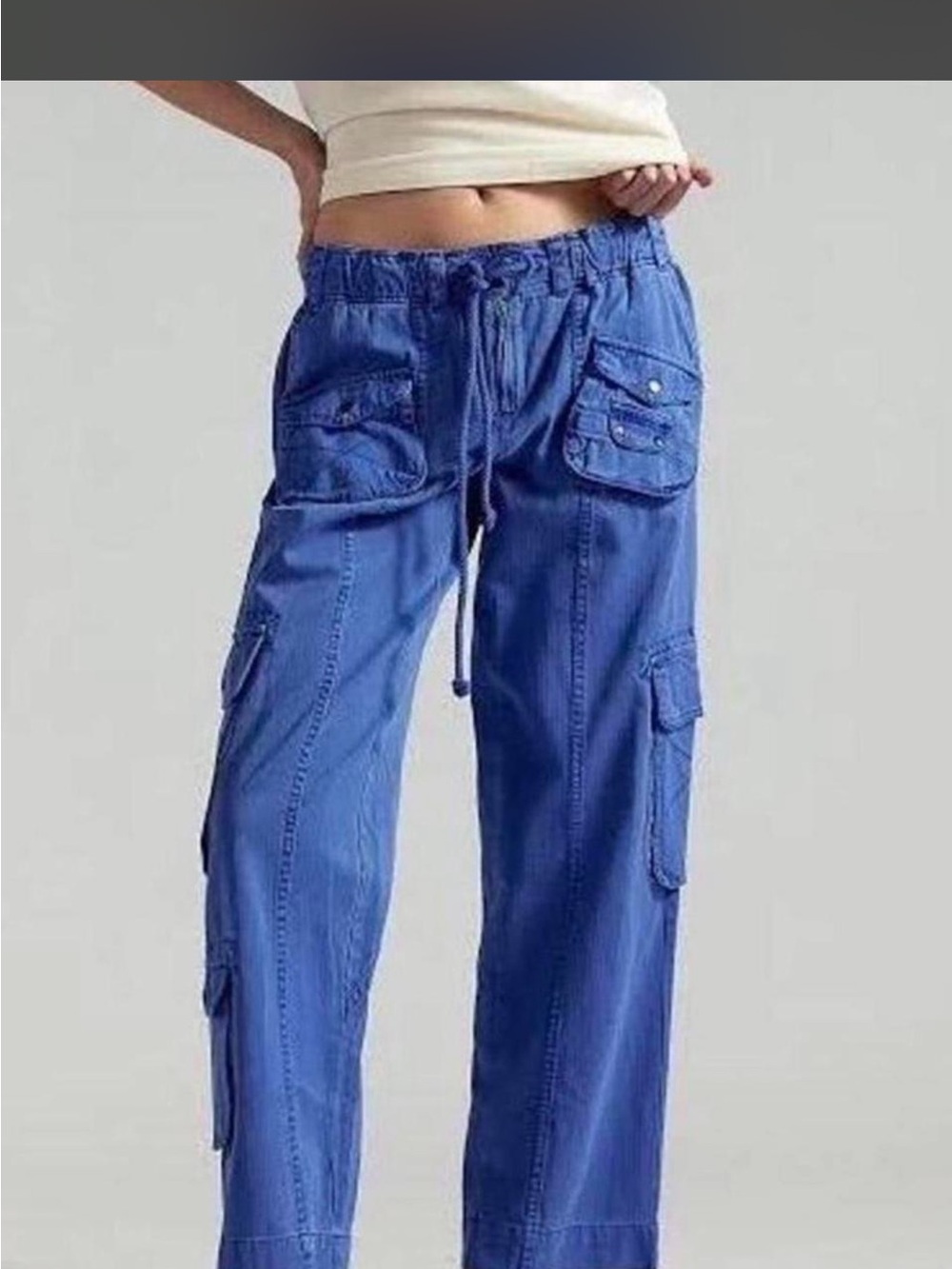 NWT Free People Tahiti Cargo Pant-Lake Victoria Ocean Blue - Picture 3 of 6